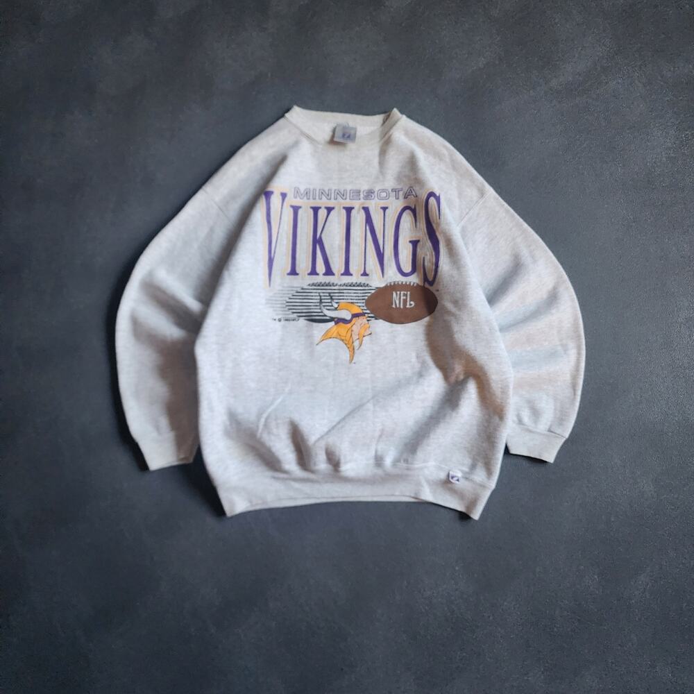 Vintage 90's Minnesota Vikings Logo 7 Grey Sweatshirt XL